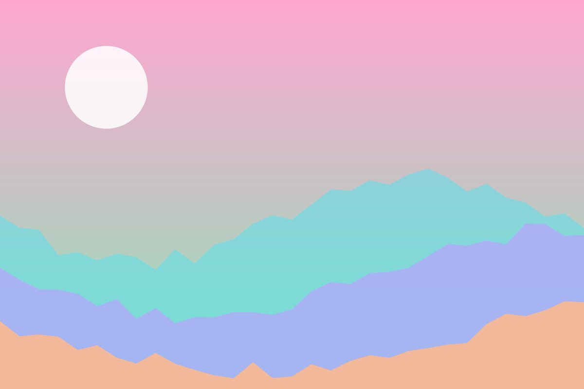 Layered hills under a pink sky