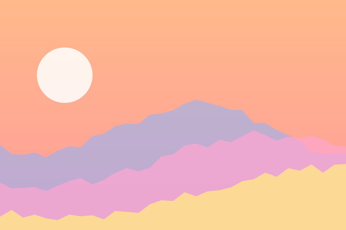 Peach sky over mountains
