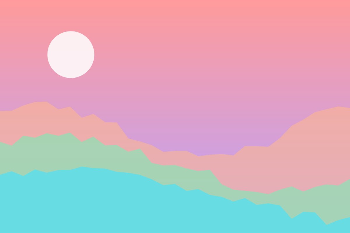 Pink hills at dusk